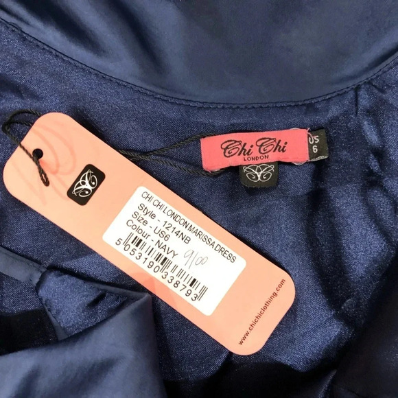 Chi Chi London Marissa Dress  NWT | Navy | Size 6 - Picture 7 of 7